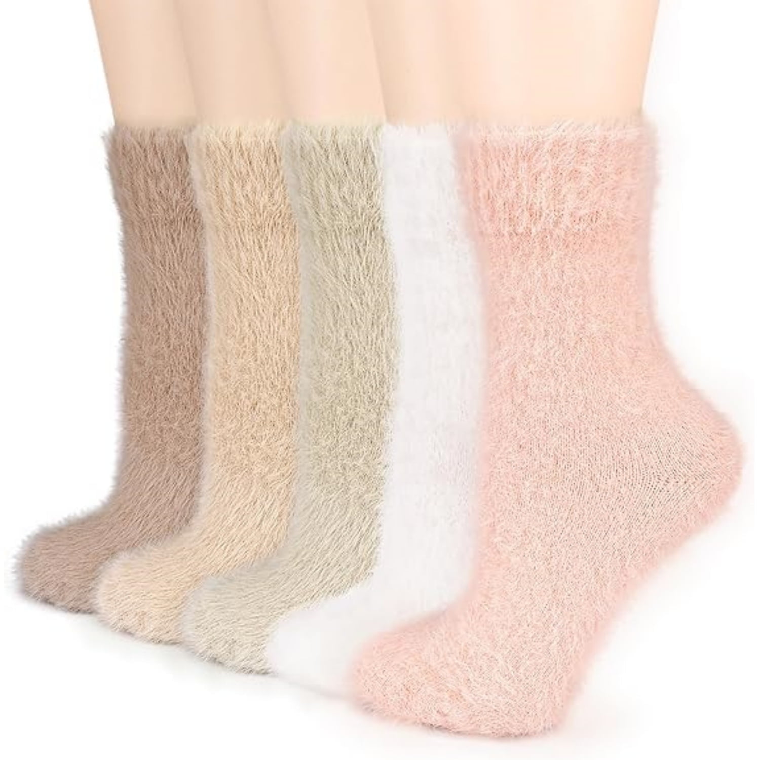 Fuzzy Socks for Women 5 Pairs Cozy Soft Fluffy Slipper Socks ...