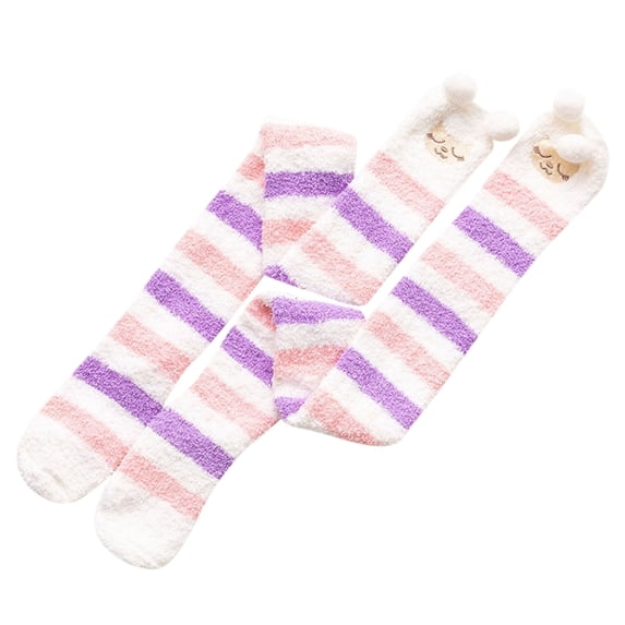 Fuzzy Socks for Women Compression Socks Slipper Socks for Women Striped Thigh Highs Fuzzy Socks Bulk Tube Socks Cloud Socks Long Socks for Women Grippy Socks Woman Socks for Women Purple One Size