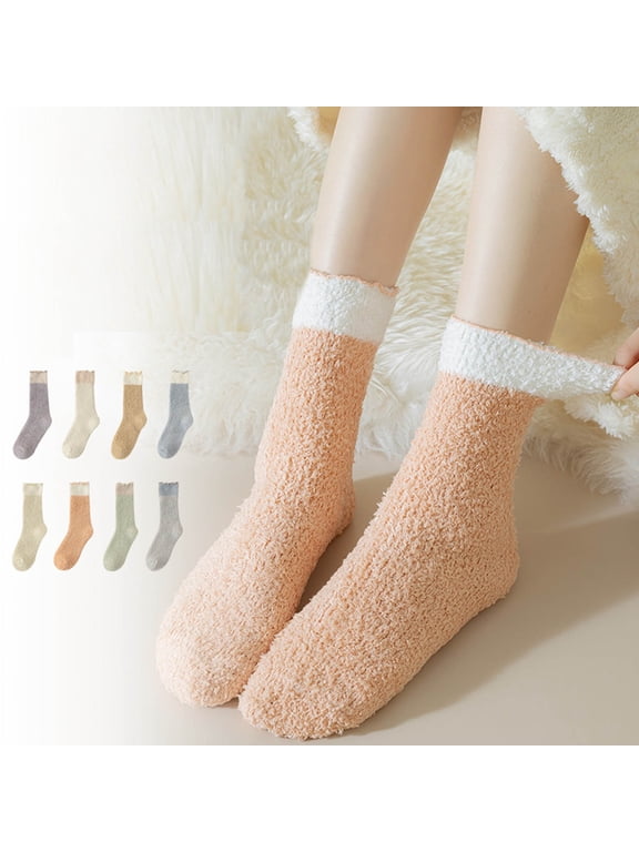 Fuzzy Socks Women Coral Fleece Wool Socks Cozy Casual Cozy Warm Flurry Socks for Winter Plush Sleeping Sock
