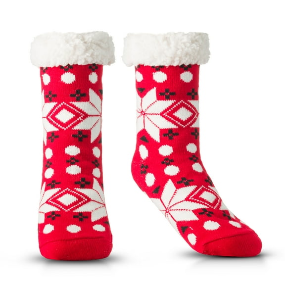 Fuzzy Socks for Women Cozy Fleece-Lined Sherpa Slipper Socks Super Soft Warm Plush Fluffy Nonskid Socks with Grippers for Winter Lounging Sleeping etc…