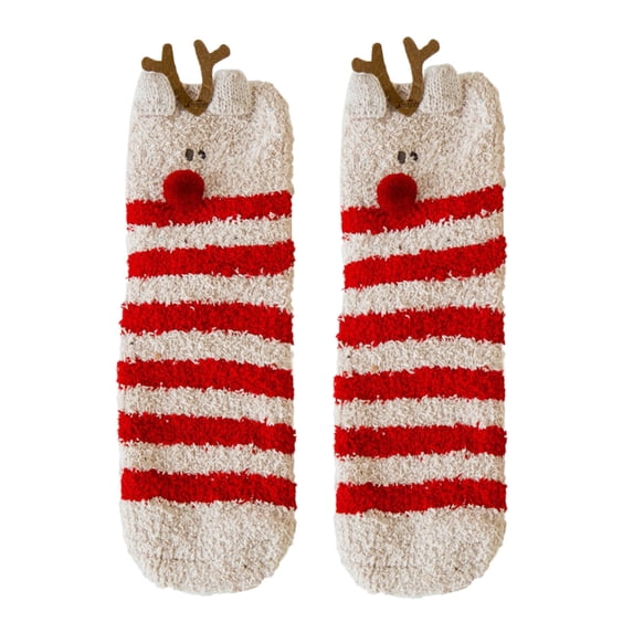 Fuzzy Socks for Women Fuzzy Warm Cozy Striped Tube Socks Slipper Socks Graphic Socks Crew Socks Fuzzy Holiday Socks Halloween Fuzzy Socks Thick Socks Women Beige One Size