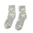 thumbnail image 1 of Fuzzy Socks Womens Fleece Fluffy Cabin Plush Warm Sleep Socks Love Heart Pattern Soft Cozy Winter Adult Socks (Free Size, Green), 1 of 3