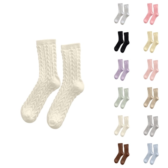 Fuzzy Socks for Women 2025 Winter Comfort Soft Cute Thermal Cable Knit Crew Socks