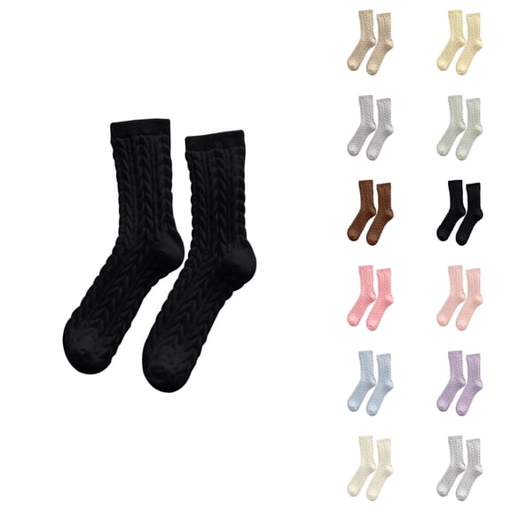 Fuzzy Socks for Women 2025 Winter Cute Cable Knit Thermal Comfort Soft Crew Socks