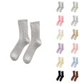 thumbnail image 1 of Fuzzy Socks for Women 2025 Winter Thermal Soft Comfort Cute Cable Knit Crew Socks, 1 of 4