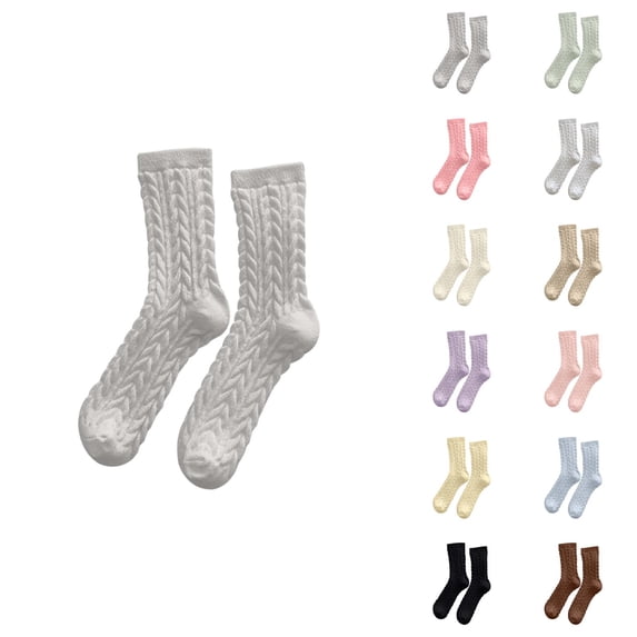 Fuzzy Socks for Women 2025 Winter Thermal Soft Comfort Cute Cable Knit Crew Socks
