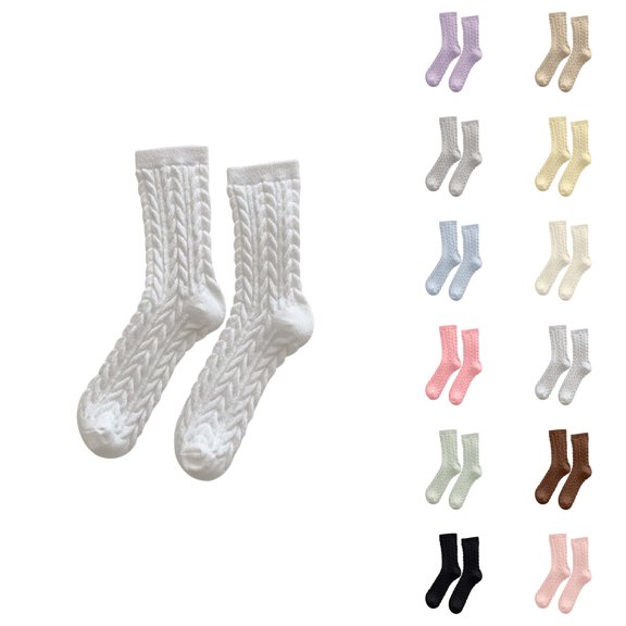 Fuzzy Socks for Women 2026 Winter Comfort Soft Cute Thermal Cable Knit Crew Socks