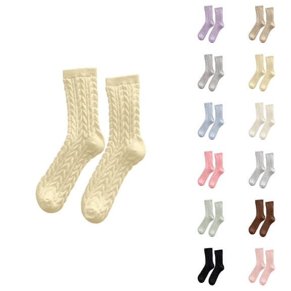 Fuzzy Socks for Women 2026 Winter Comfort Soft Cute Thermal Cable Knit Crew Socks