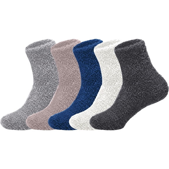 Fuzzy Socks for Women 5Pairs Thickened Coral Fleece Solid Color Non-Shed Sleep Socks Fuzzy Socks