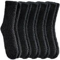 thumbnail image 1 of Fuzzy Socks for Women Cozy Fluffy Slipper Socks Soft Warm Winter Fleece Plush Sleeping Gift Socks, 5 Pairs Black, 1 of 6
