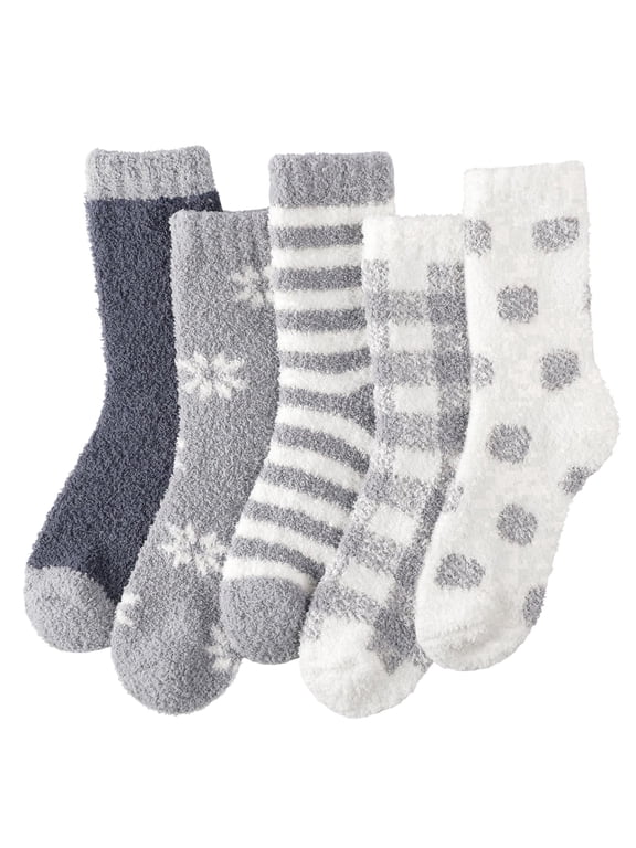 Freeyoka Women's Fuzzy Socks, Soft Warm Cozy Plush for Winter Home Lounging Sleeping, 5 Pairs