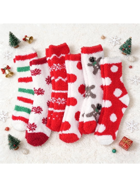 FreeYoka Fuzzy Socks 6 Pairs for Women Fluffy Cozy Socks Fall Socks Birthday Gifts for Her