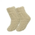 thumbnail image 1 of Fuzzy Socks for Women Fluffy Fleece Sleep Socks Thick Crew Socks Brown Free Size, 1 of 2