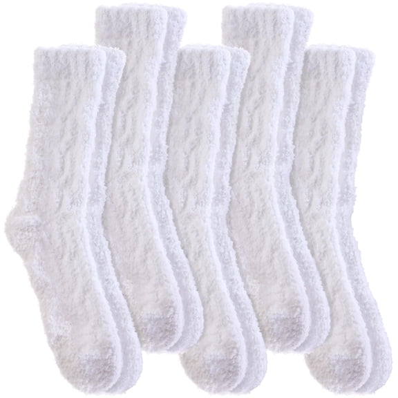 Fuzzy Socks for Women Fluffy Slipper Socks Cozy Winter Warm Soft Microfiber Plush Home Sleeping Gift Socks 5 Pairs