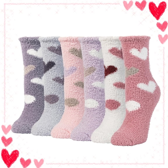 Fuzzy Socks for Women Gifts, Fluffy Cozy Plush Soft Slipper Socks for Fall Winter Christmas Warm Sleeping Home 6 Pairs