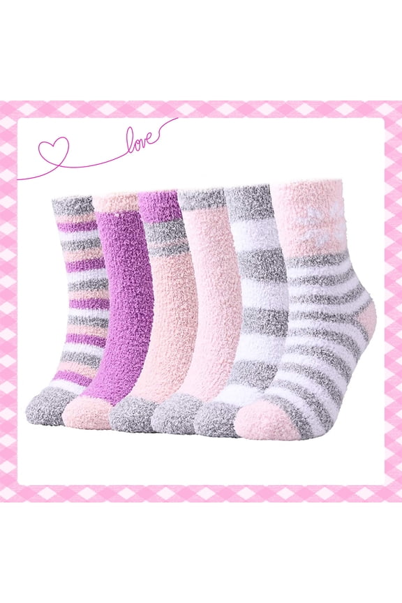 Fuzzy Socks for Women Gifts, Fluffy Cozy Plush Soft Slipper Socks for Fall Winter Christmas Warm Sleeping Home 6 Pairs