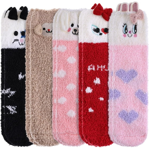 Fuzzy Socks for Women Soft Cozy Fluffy Winter Warm Slipper Socks Home Sleeping Animal Socks