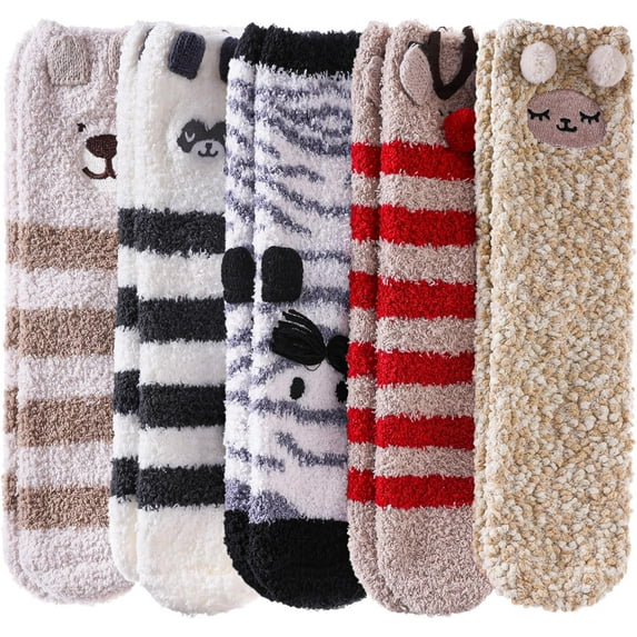 Fuzzy Socks for Women Soft Cozy Fluffy Winter Warm Slipper Socks Home Sleeping Animal Socks