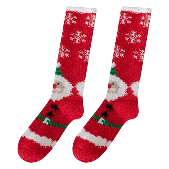 Fuzzy Socks for Women Soft Warm Knee Highs Socks Plush Winter Long Socks Lovely Cartoon Christmas Stockings Calf Socks