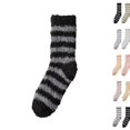 thumbnail image 1 of Fuzzy Socks for Women, Striped Plush Slipper Socks Women, Warm Soft Fluffy Socks Thick Cozy Plush Sock Winter Christmas Socks for Women (Black), 1 of 5
