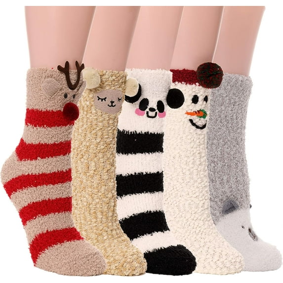 Fuzzy Socks for Women Teen Girls Fluffy Christmas Cozy Slipper Cabin Soft Winter Warm Fleece Socks
