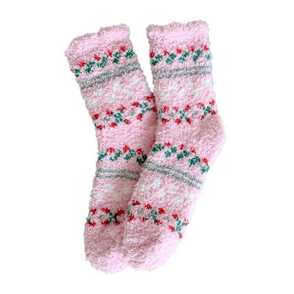 Fuzzy Socks with Heart Pattern Cozy Fluffy Lounge Soft Warm Plush Sleep Socks for Women