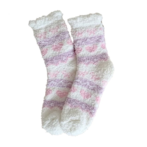 Fuzzy Socks with Heart Pattern Cozy Fluffy Lounge Soft Warm Plush Sleep Socks for Women