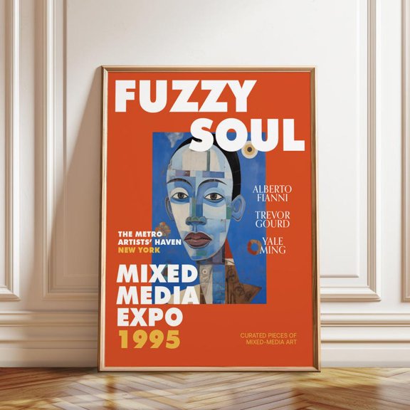 Fuzzy Soul Exhibition Abstract Portrait Wall Art Print, Unframed Paper Poster 8x10in