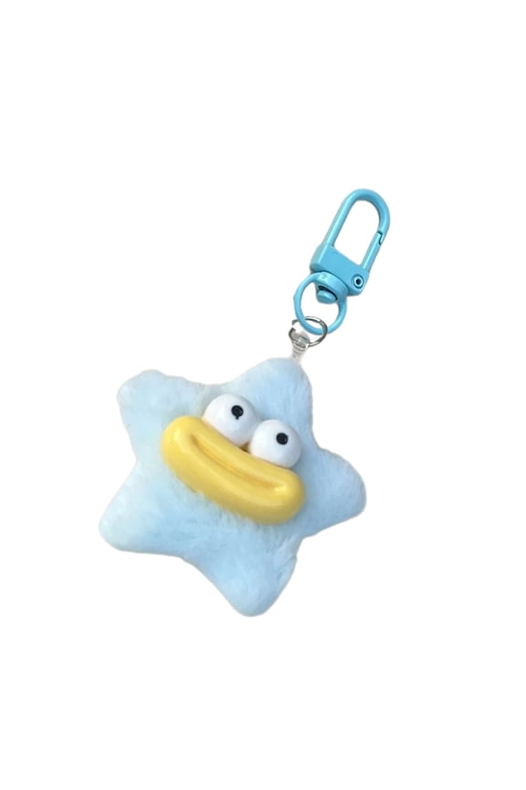 Fuzzy Star Keychain With Weird Design Soft Bag Charm For Women Cold Weather Companion
