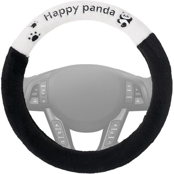 Fuzzy Steering Wheel Cover, Unique Cartoon Panda Aesthetic Steering Wheel Cover, Non-Slip Steering Wheel Covers with Ergonomic Grip, Car Accessories Interior for Men and Women, Anti-Slip, B