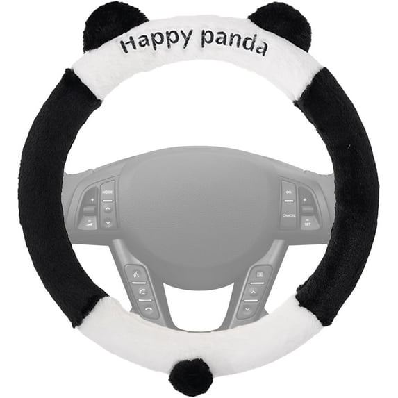 Fuzzy Steering Wheel Cover, Unique Cartoon Panda Aesthetic Steering Wheel Cover, Non-Slip Steering Wheel Covers with Ergonomic Grip, Car Accessories Interior for Men and Women, Anti-Slip, C