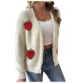 thumbnail image 1 of Fuzzy Strawberry Cardigan Sweaters for Women Versatile Button Down Long Sleeve Open Front Cute Knitted Outerwear, 1 of 7