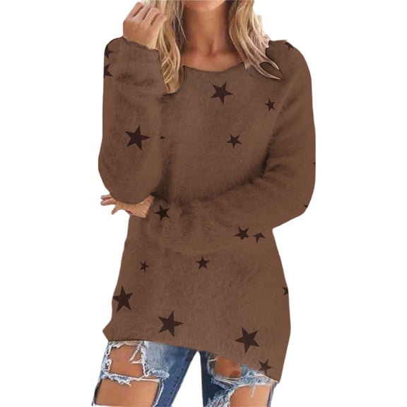 Fuzzy Sweater for Women, Yigetop Womens Soft Knit Sweater Oversized Casual Crewneck Sweater Fashionable Fluffy Fuzzy Jumper Sweater Long Sleeve Sweaters for Women, Khaki S
