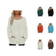thumbnail image 1 of Fuzzy Sweatshirts for Women 2025 Fall Winter Long Sleeve Scoop Neck Plush Sweatshirt with Pockets Pullover Tops, 1 of 5