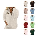 thumbnail image 1 of Fuzzy Sweatshirts for Women 2025 Long Sleeve Half Zip Stand Collared Sweatshirt with Pockets Pullover Tops, 1 of 6