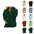 thumbnail image 1 of Fuzzy Sweatshirts for Women 2025 Long Sleeve Half Zip Stand Collared Sweatshirt with Pockets Pullover Tops, 1 of 6