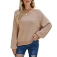 thumbnail image 1 of Fuzzy Texture Raglan Sweater Beige Small, 1 of 4