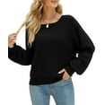 thumbnail image 1 of Fuzzy Texture Raglan Sweater Black Small, 1 of 4
