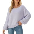 thumbnail image 1 of Fuzzy Texture Raglan Sweater Purple Large, 1 of 4