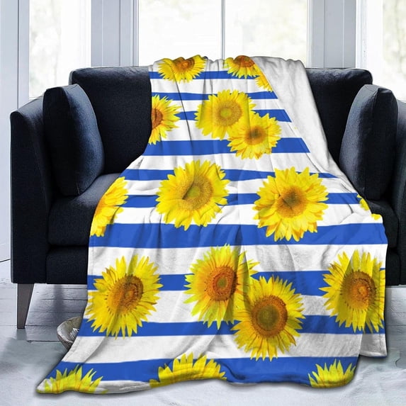 Fuzzy Throw Blanket 350 GSM Fleece Ultra-Soft Microfiber Blanket for Adults Kids Gift Couch, Sofa, Bed Sunflower 50"x40"