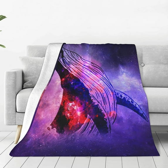 Fuzzy Throw Blanket 350 GSM Fleece Ultra-Soft Microfiber Blanket for Adults Kids Gift Couch, Sofa, Bed Whale Galaxy 50"x40"