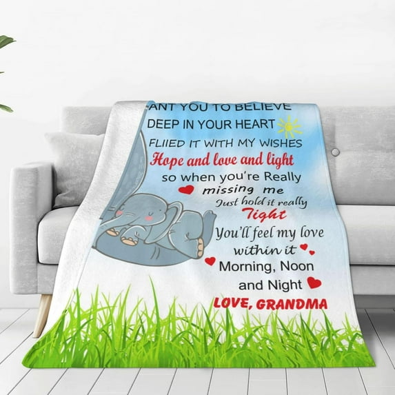 Fuzzy Throw Blanket 350 GSM Fleece Ultra-Soft Microfiber Blanket for Adults Kids Gift Couch, Sofa, Bed to My Grandson 80"x60"