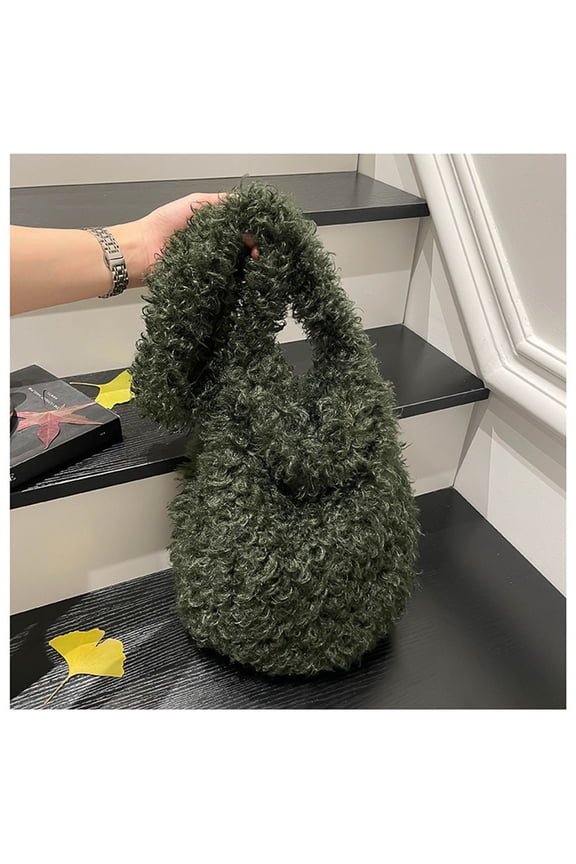 Fuzzy Tote Bag for Women | Large Faux Fur Shoulder Purse | Soft Furry Bunny Ear Design | Lightweight Crossbody Underarm Handbag | 1 Bag | Bucket Shape | Winter Fashion | Multiple Colors Available