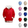 thumbnail image 1 of Fuzzy Trim Hoodies for Women 2025 Long Sleeve Casual Christmas Hooded Sweatshirt with Pockets Pullover Tops, 1 of 4