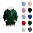 thumbnail image 1 of Fuzzy Trim Hoodies for Women 2025 Long Sleeve Casual Christmas Hooded Sweatshirt with Pockets Pullover Tops, 1 of 4