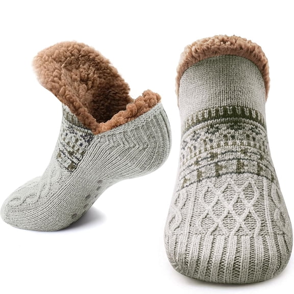 Fuzzy Warm Slipper Socks for Men Women Winter Thermal Floor Socks,Cozy Fleece Soft Lined Non-slip Knitted Adult Carpet Sox