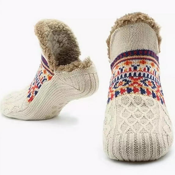 Fuzzy Warm Slipper Socks for Men Women Winter Thermal Floor Socks,Cozy Fleece Soft Lined Non-slip Knitted Adult Carpet Sox