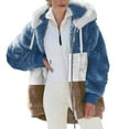 thumbnail image 1 of Fuzzy Winter Coats for Women Striped Color Block Cardigan Drawstring Hoodie Sweatshirt Long Sleeve Warm Hoodie Outerwear Womens Sweaters Sweatshirt Shirt, 1 of 5