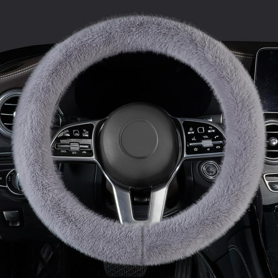 Fuzzy Winter Steering Wheel Covers for Women, Warm Cute Fluffy Car Wheel Cover for Sedan SUV, Super Soft Furry Auto Plush Car Handle Cover for Cold Weather, 14-15 Inch, Standard Size