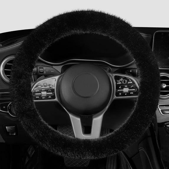 Fuzzy Winter Steering Wheel Covers for Women, Warm Cute Fluffy Car Wheel Cover for Sedan SUV, Super Soft Furry Auto Plush Car Handle Cover for Cold Weather, 14-15 Inch, Standard Size